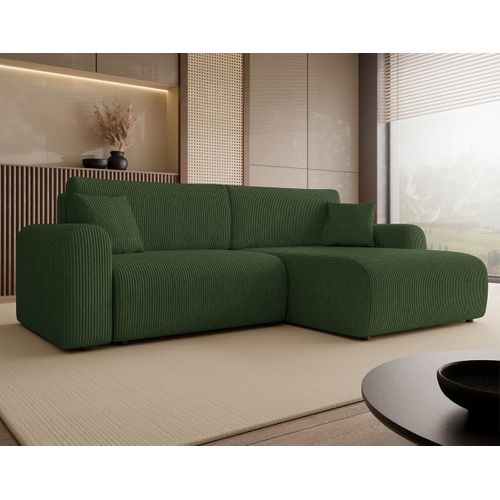 Naomi - Canapé D'angle Réversible 4 Places Convertible Avec Coffre En Velours Côtelé