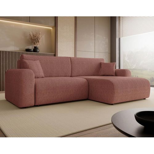 Naomi - Canapé D'angle Réversible 4 Places Convertible Avec Coffre En Velours Côtelé