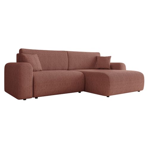 Naomi - Canapé D'angle Réversible 4 Places Convertible Avec Coffre En Velours Côtelé
