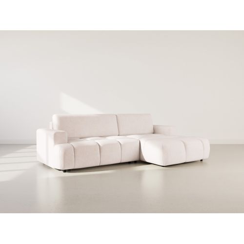 Canapé Angle Droit Convertible 4 Places Leonie En Velours Texturé Beige