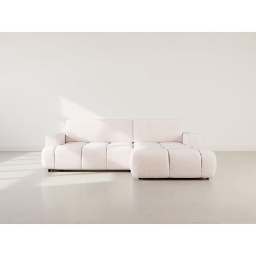 Canapé Angle Droit Convertible 4 Places Leonie En Velours Texturé Beige