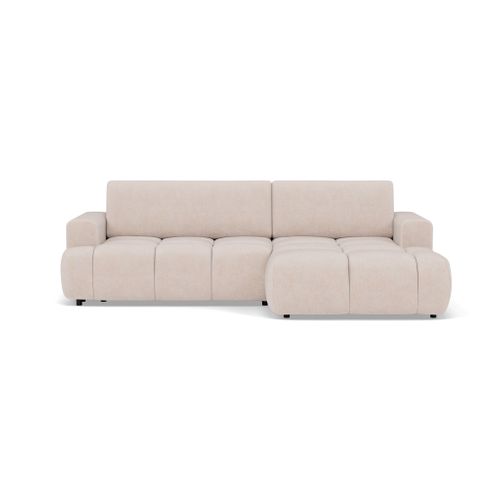 Canapé Angle Droit Convertible 4 Places Leonie En Velours Texturé Beige