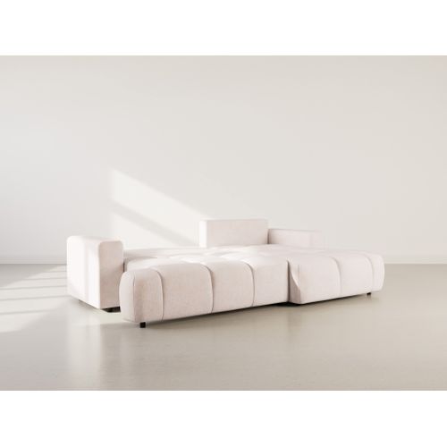 Canapé Angle Droit Convertible 4 Places Leonie En Velours Texturé Beige