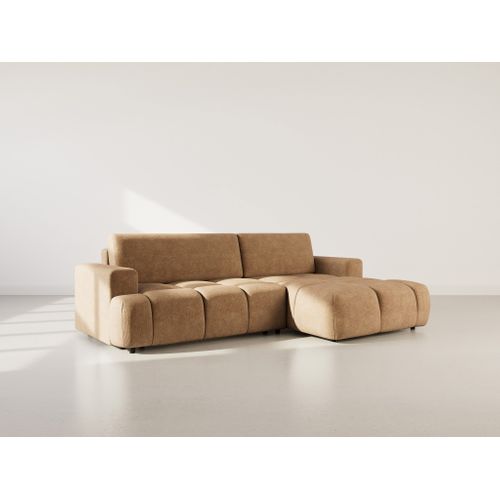 Canapé Angle Droit Convertible 4 Places Leonie En Velours Texturé Taupe