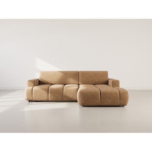 Canapé Angle Droit Convertible 4 Places Leonie En Velours Texturé Taupe