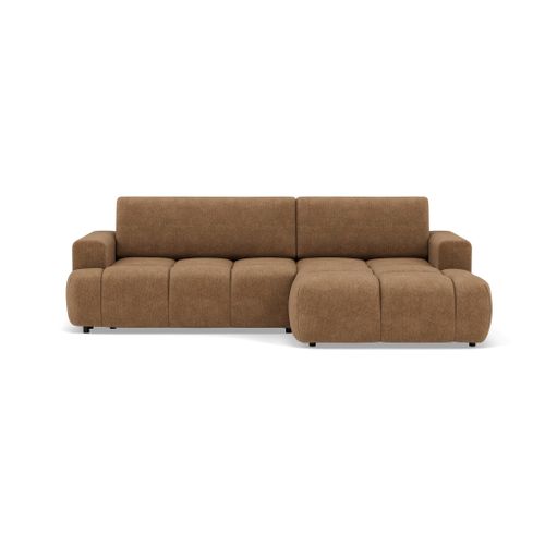 Canapé Angle Droit Convertible 4 Places Leonie En Velours Texturé Taupe