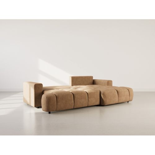 Canapé Angle Droit Convertible 4 Places Leonie En Velours Texturé Taupe
