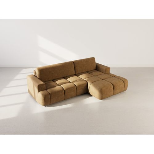 Canapé Angle Droit Convertible 4 Places Leonie En Velours Texturé Marron