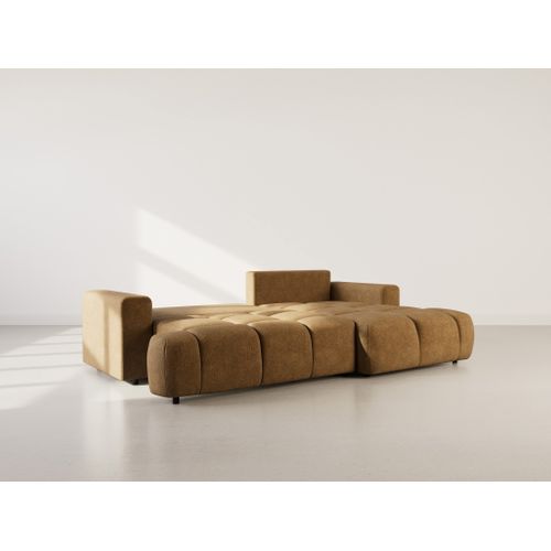 Canapé Angle Droit Convertible 4 Places Leonie En Velours Texturé Marron