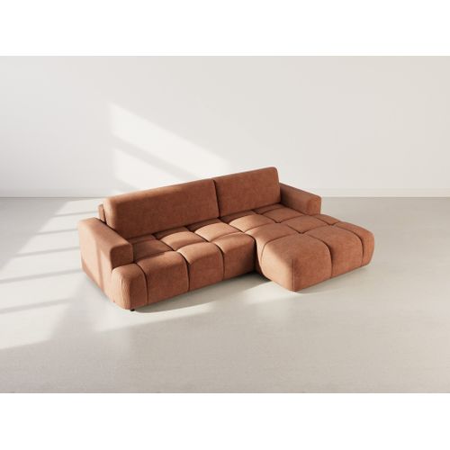 Canapé Angle Droit Convertible 4 Places Leonie En Velours Texturé Terracotta