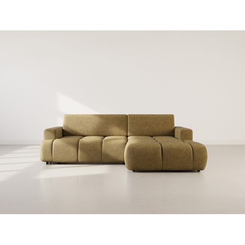 Canapé Angle Droit Convertible 4 Places Leonie En Velours Texturé Ocre