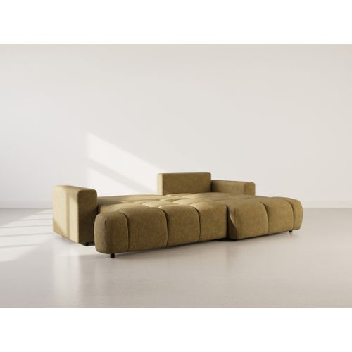 Canapé Angle Droit Convertible 4 Places Leonie En Velours Texturé Ocre