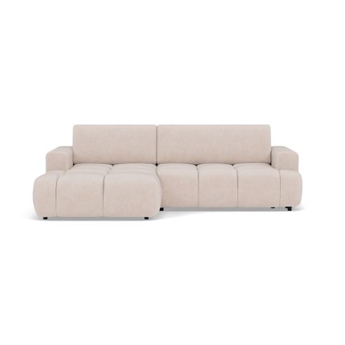 Canapé Angle Gauche Convertible 4 Places Leonie En Velours Texturé Beige