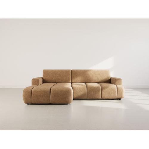 Canapé Angle Gauche Convertible 4 Places Leonie En Velours Texturé Taupe
