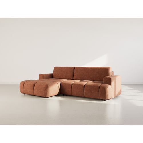 Canapé Angle Gauche Convertible 4 Places Leonie En Velours Texturé Terracotta
