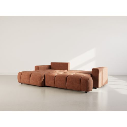 Canapé Angle Gauche Convertible 4 Places Leonie En Velours Texturé Terracotta