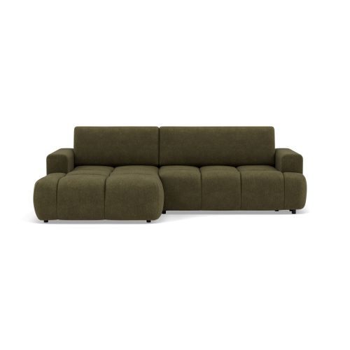 Canapé Angle Gauche Convertible 4 Places Leonie En Velours Texturé Vert