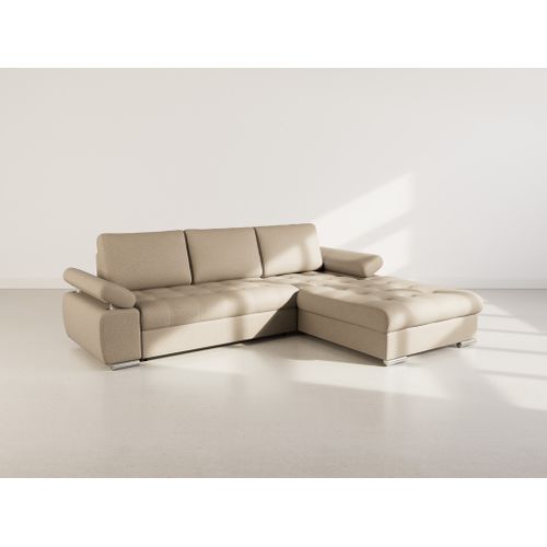 Canapé Angle Droit Convertible 4 Places Bianca En Tissu Texturé Taupe