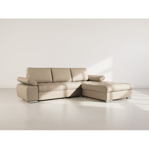 Canapé Angle Droit Convertible 4 Places Bianca En Tissu Texturé Taupe