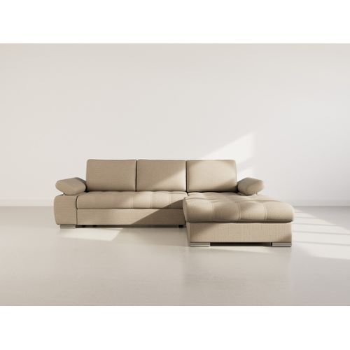 Canapé Angle Droit Convertible 4 Places Bianca En Tissu Texturé Taupe