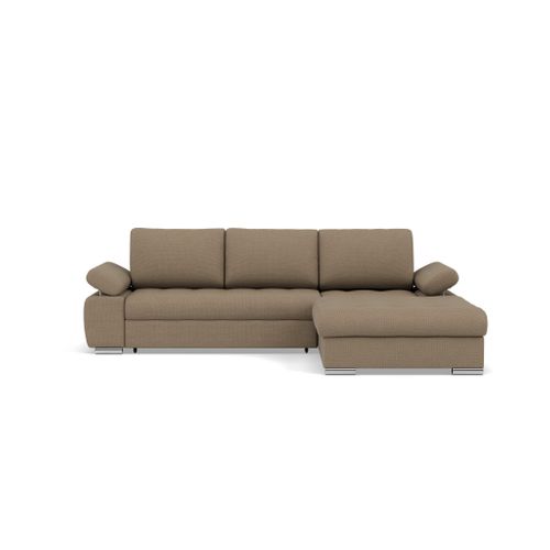 Canapé Angle Droit Convertible 4 Places Bianca En Tissu Texturé Taupe