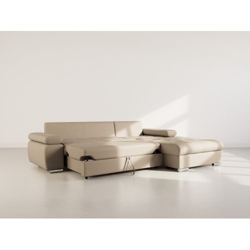 Canapé Angle Droit Convertible 4 Places Bianca En Tissu Texturé Taupe