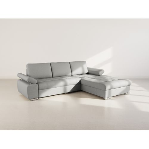 Canapé Angle Droit Convertible 4 Places Bianca En Tissu Texturé Gris