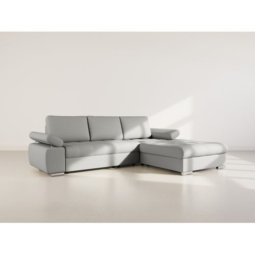 Canapé Angle Droit Convertible 4 Places Bianca En Tissu Texturé Gris