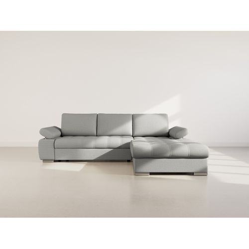 Canapé Angle Droit Convertible 4 Places Bianca En Tissu Texturé Gris