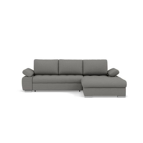 Canapé Angle Droit Convertible 4 Places Bianca En Tissu Texturé Gris