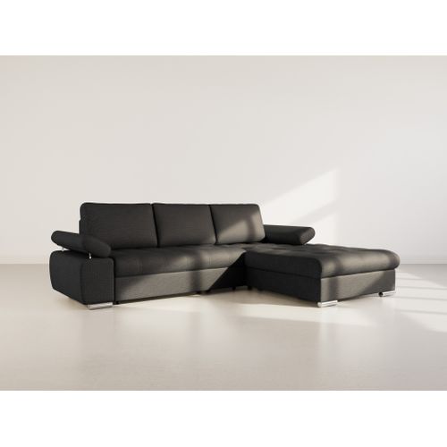 Canapé Angle Droit Convertible 4 Places Bianca En Tissu Texturé Noir