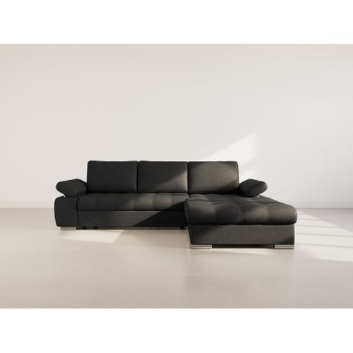 Canapé Angle Droit Convertible 4 Places Bianca En Tissu Texturé Noir