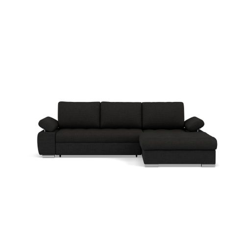 Canapé Angle Droit Convertible 4 Places Bianca En Tissu Texturé Noir