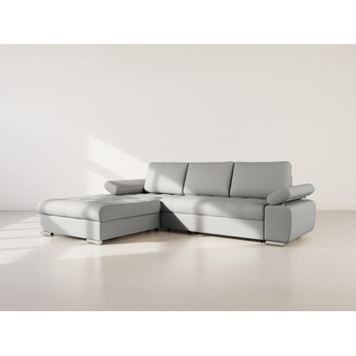 Canapé Angle Gauche Convertible 4 Places Bianca En Tissu Texturé Gris