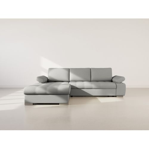 Canapé Angle Gauche Convertible 4 Places Bianca En Tissu Texturé Gris