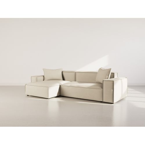 Atlas - Canapé D'angle Réversible 4 Places En Velours Texturé