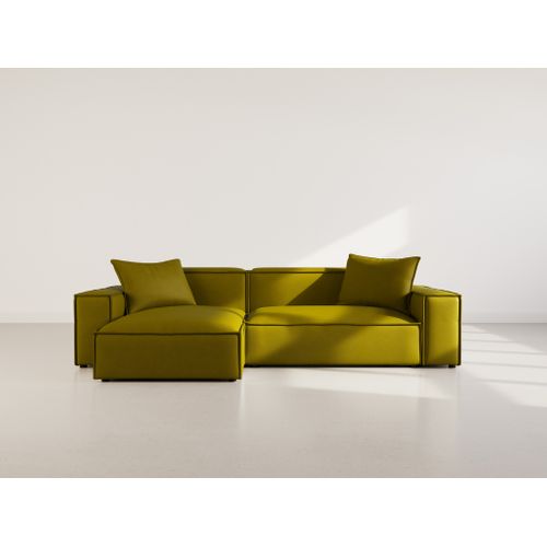 Atlas - Canapé D'angle Réversible 4 Places En Velours Texturé