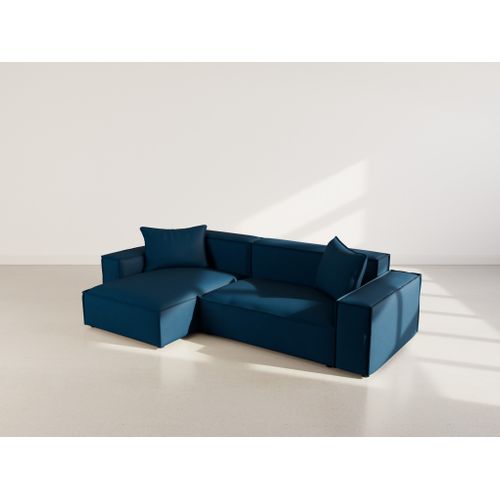 Atlas - Canapé D'angle Réversible 4 Places En Velours Texturé