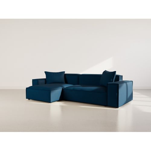 Atlas - Canapé D'angle Réversible 4 Places En Velours Texturé