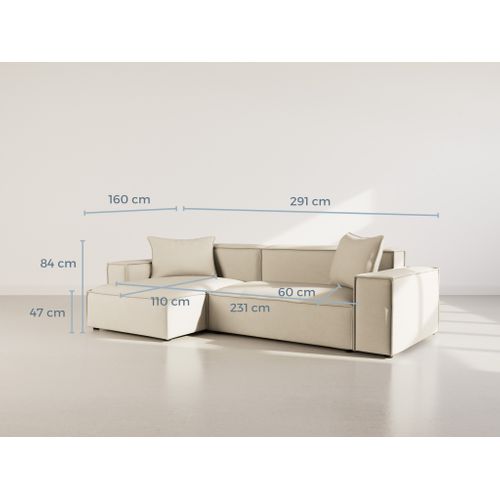 Atlas - Canapé D'angle Réversible 4 Places En Velours Texturé