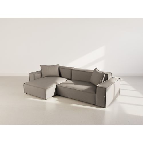 Atlas - Canapé D'angle Réversible 4 Places En Velours Texturé