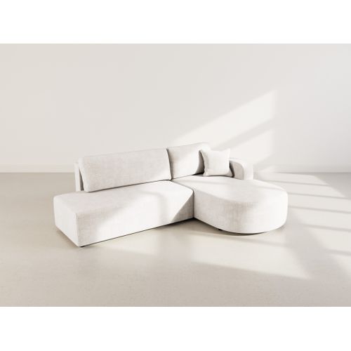 Canapé Angle Droit Convertible 4 Places Miro En Velours Texturé Beige