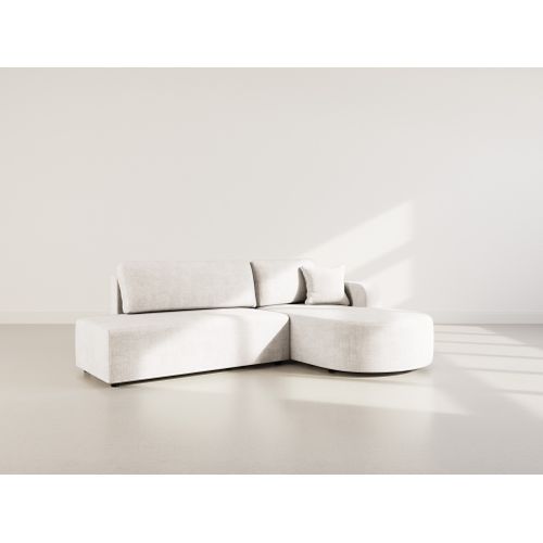 Canapé Angle Droit Convertible 4 Places Miro En Velours Texturé Beige