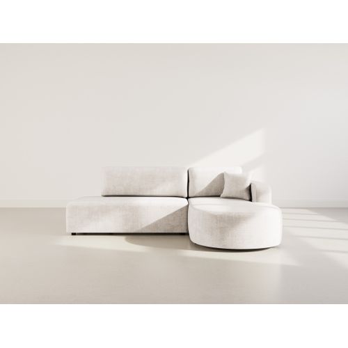 Canapé Angle Droit Convertible 4 Places Miro En Velours Texturé Beige