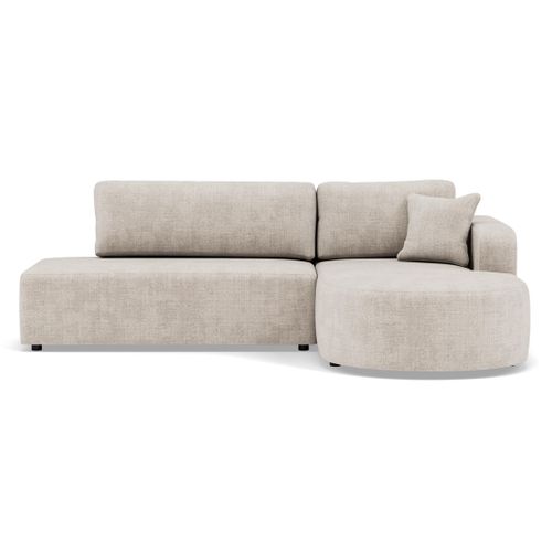 Canapé Angle Droit Convertible 4 Places Miro En Velours Texturé Beige