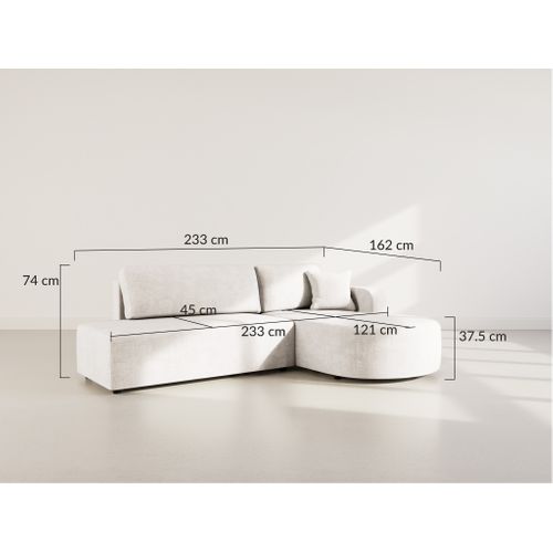 Canapé Angle Droit Convertible 4 Places Miro En Velours Texturé Beige