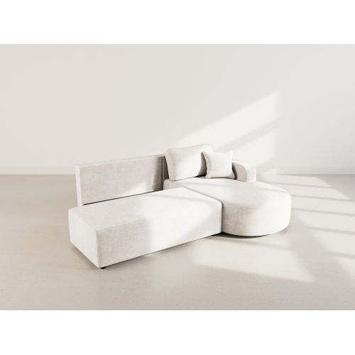 Canapé Angle Droit Convertible 4 Places Miro En Velours Texturé Beige