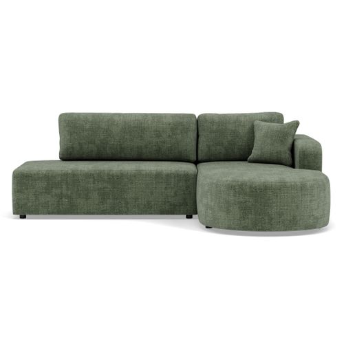 Canapé Angle Droit Convertible 4 Places Miro En Velours Texturé Vert Sauge