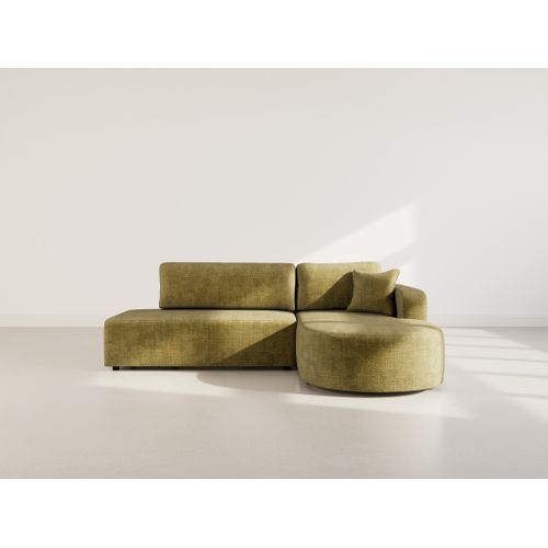 Canapé Angle Droit Convertible 4 Places Miro En Velours Texturé Vert Olive