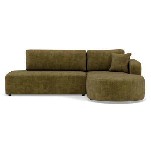 Canapé Angle Droit Convertible 4 Places Miro En Velours Texturé Vert Olive